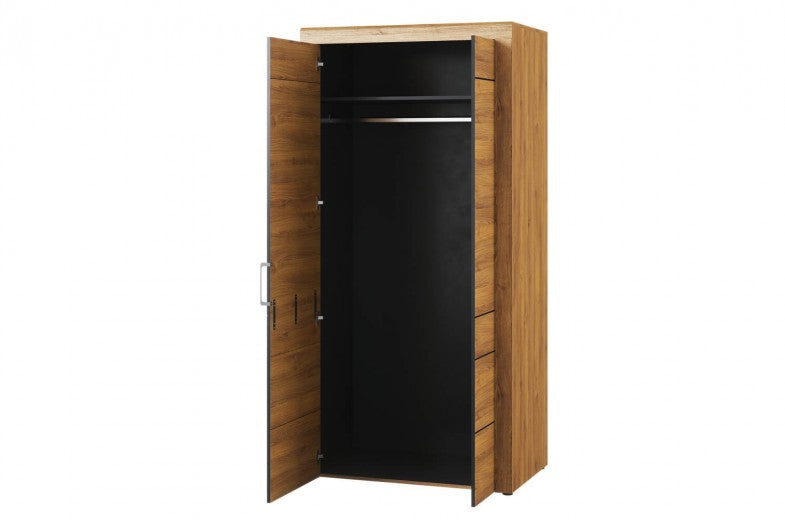 Armoire palette 2 portes Kama 70 Chêne / Noir, l97xA60xH199 cm