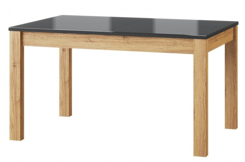 Table extensible en aggloméré et verre Kama 40 Chêne / Noir, L136-210xl90xH76 cm