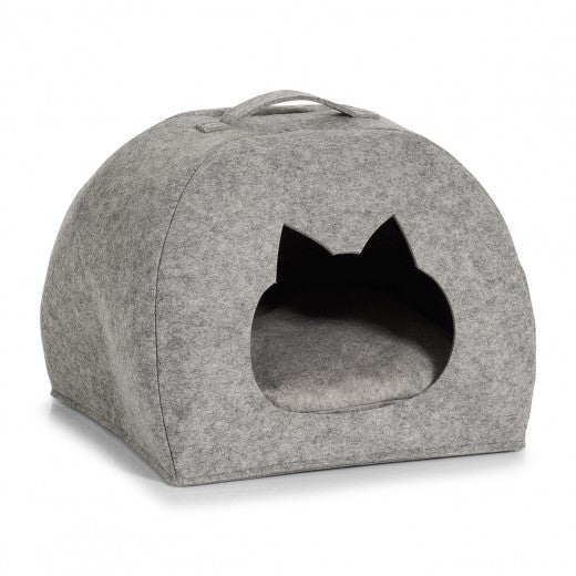 Tente de jeu pour chats, en feutre, Types Cat Light Gris, L45xl38xH34,5-37,5 cm