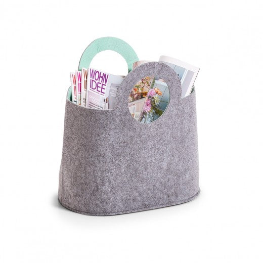 Panier de rangement et d'organisation avec poignées, en feutre ton gris clair, L40xl25xH40 cm