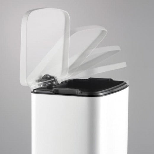 Poubelle à pédale et 2 compartiments, métal, Big Double Boy Gris, 2x18L, l40,5xA34,5xH65 cm