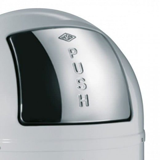 Poubelle métallique blanche Pushboy, 50L, Ø40xH75,5 cm