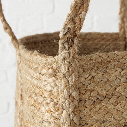 Panier de rangement avec poignées, en jute Skien Natural, Ø30xH30 cm