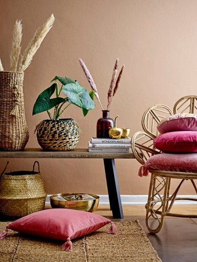 Panier de rangement en jacinthe d'eau, Egor Naturel / Noir, Ø29xH23,5 cm