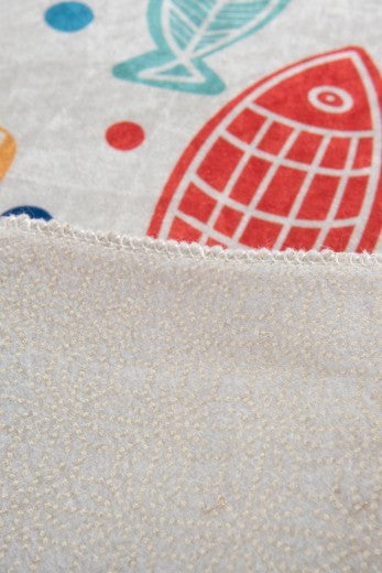 Tapis de bain poisson multicolore, 40 x 60 cm