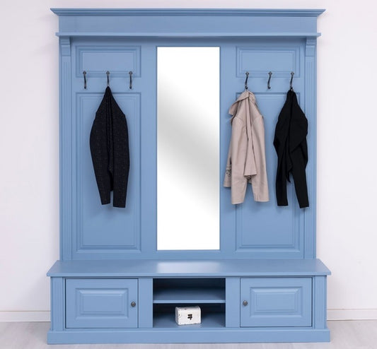 Restez avec l'étagère et le miroir, le bois de sapin, avec 2 portes, PSY PS626 peint, L181XA41XH210 CM