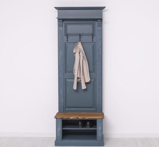 Planchers et étagère, bois de sapin, Pasy PS537, bleu antique P051A / P064, L80XA41XH210 CM