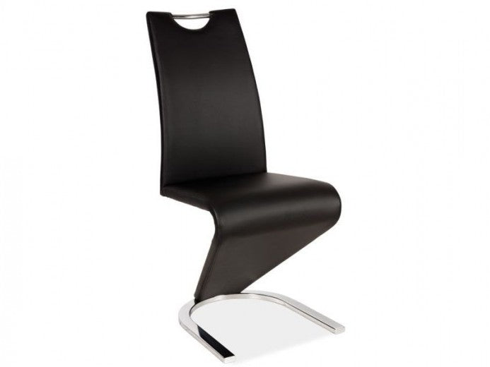 Chaise rembourrée en cuir écologique, avec pieds en métal H-090 Noir, l43xA45xH102 cm