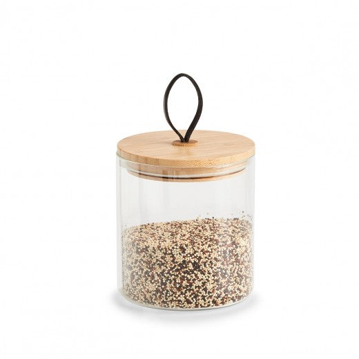 Récipient de stockage avec couvercle hermétique, en verre, Bamboo Lid Small Natural, 880 ml, Ø11,2xH12,8 cm
