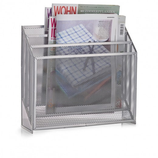 Support en métal pour magazines, Bureau Gris, l32xA9xH29,5 cm