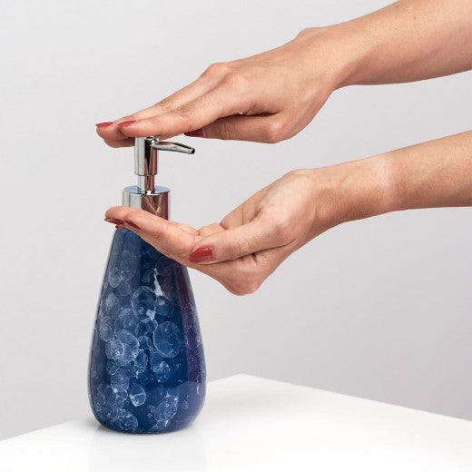 Distributeur de savon en céramique, Rare Navy, Ø8,3xH20 cm