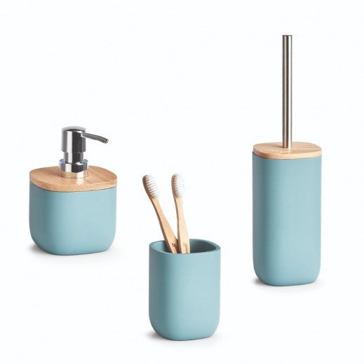 Brosse WC avec support polyrésine, Frêne Bleu Bois, L10xl10xH37,5 cm –  SomProduct France