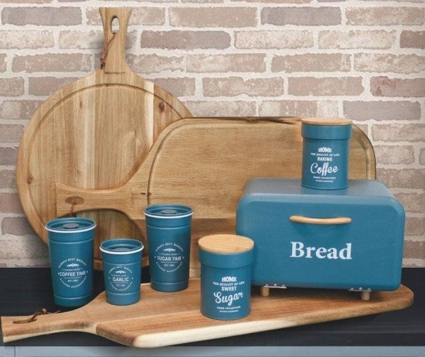 Boîte à pain, en métal et bambou, Home Collection Petrol, l35,5xA21xH22,5 cm