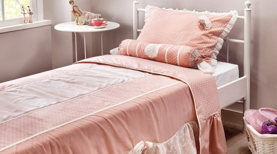Ensemble housse de lit bébé et 1 oreiller décoratif Dream Salmon - 210 x 220 cm