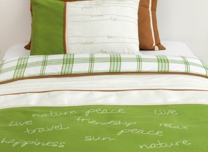 Ensemble de couverture pour lit bébé et 1 oreiller décoratif Freedom blanc / vert