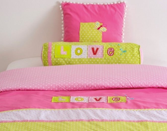 Ensemble de housse de lit bébé et 2 oreillers décoratifs Love Multicolor