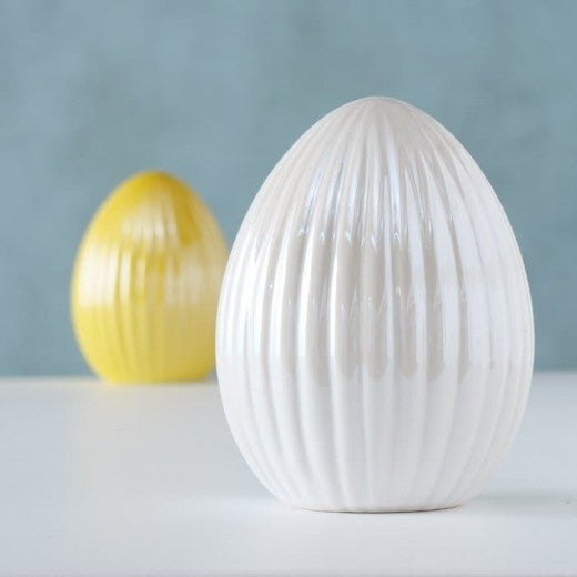 Décoration dolomite Leyo Blanc / Jaune, Modèles Assortis, Ø9xH12 cm