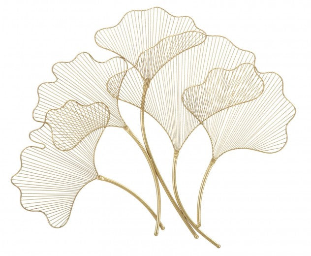Décoration murale métallique Glam Leaf Doré, l79xA5xH68 cm