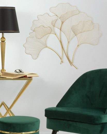 Décoration murale métallique Glam Leaf Doré, l79xA5xH68 cm