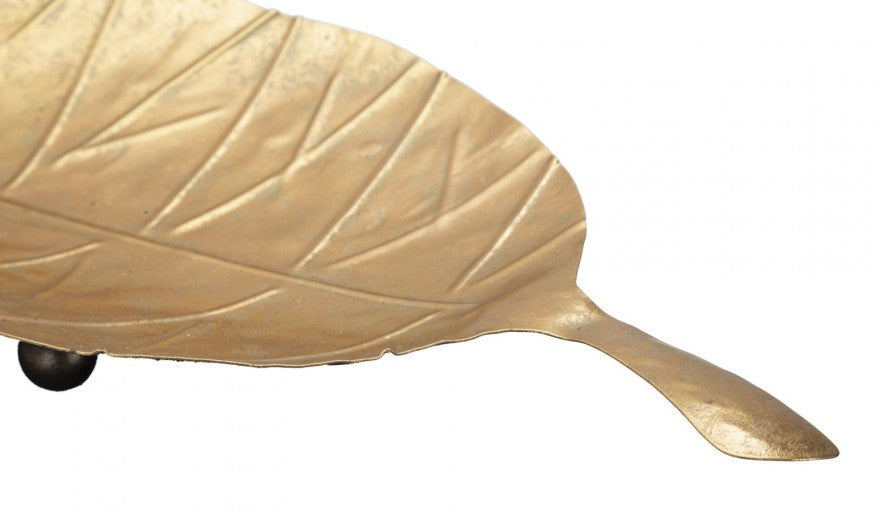 Assiette décorative en métal Long Leaf Doré, L59xl16xH5 cm