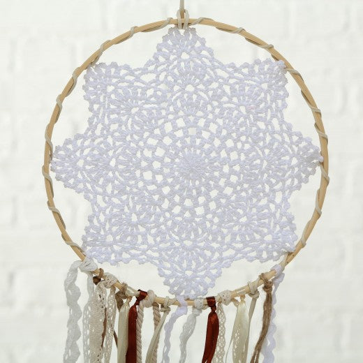 Décoration à suspendre Capteur de rêves Beige / Blanc, Modèles Assortis, Ø23xH70 cm