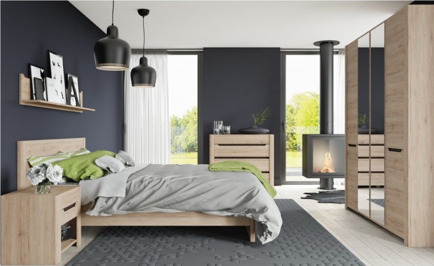 Commode, avec 4 tiroirs Desjo 11 Chêne San Remo, l110xA42xH93 cm