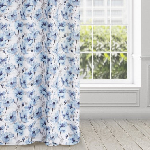 Rideau Occultant en Saule Blanc / Bleu, 135 x 250 cm, 1 pièce