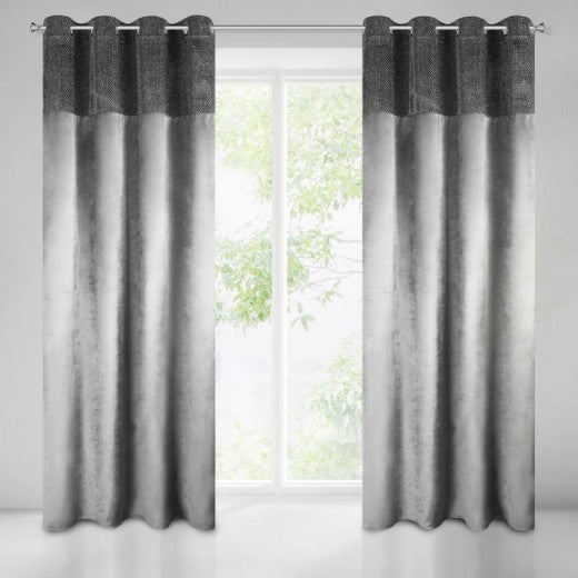 Rideau Mady Velours Gris, 140 x 250 cm, 1 pièce
