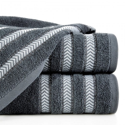 Drap de bain en coton Musa Gris, 50 x 90 cm