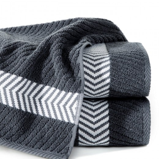 Drap de bain Mateo en coton gris foncé, 50 x 90 cm