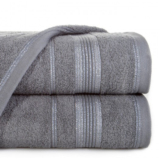 Drap de bain en coton gris Maja, 50 x 90 cm