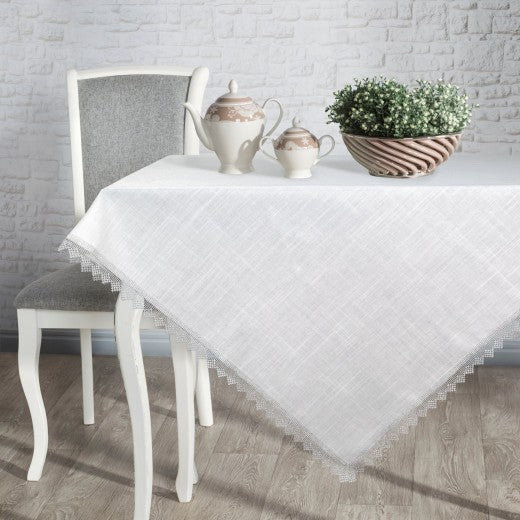 Nappe Eliana Blanc / Gris, 140 x 220 cm