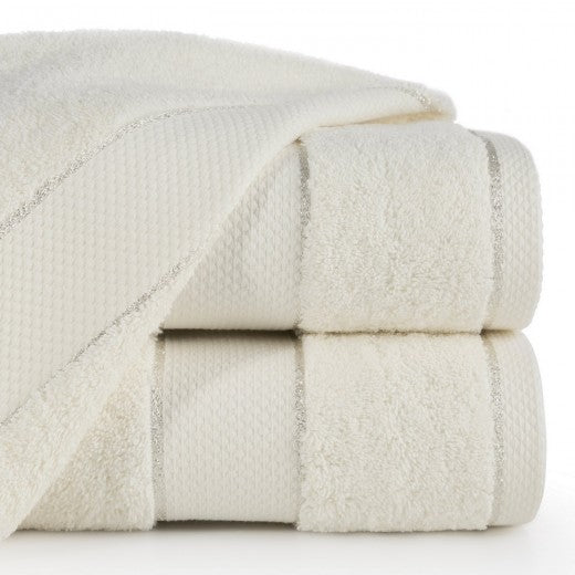 Drap de bain en coton Kali Cream, 50 x 90 cm