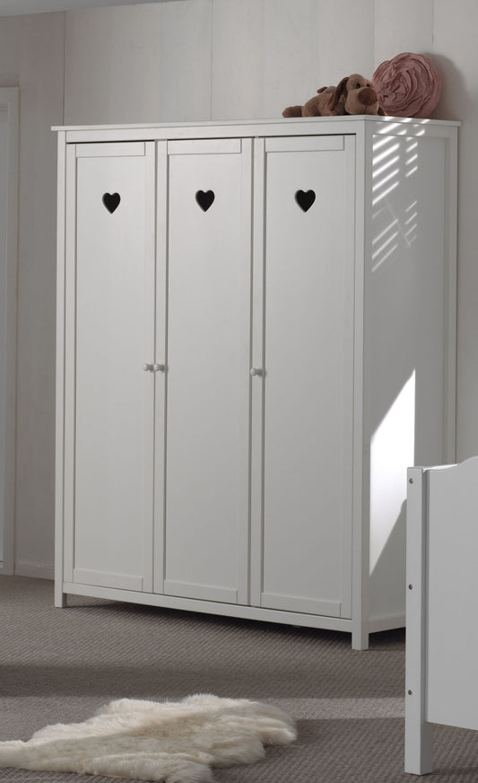 Armoire en bois en pin et MDF avec 3 portes, pour enfants blanc amoureuse, L159XA57XH190,5 cm