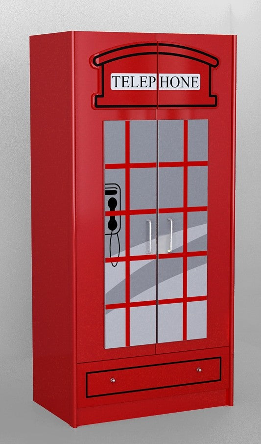 Cabinet MDF avec 2 portes et 1 tiroir, pour les enfants de Londres Rosu, L90XA56.8xh190 cm