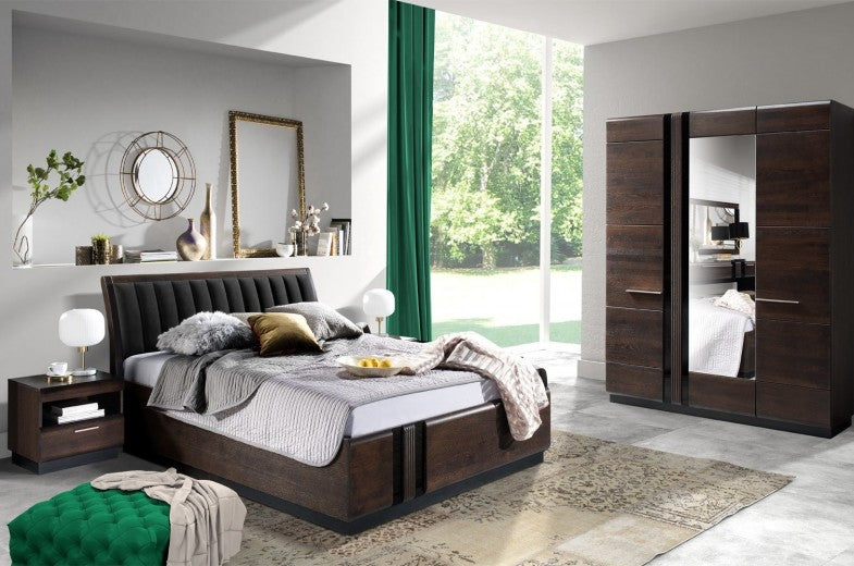 Chevet en MDF et aggloméré, avec 1 tiroir Porti 79 Chêne Choco, l50xA42xH45 cm