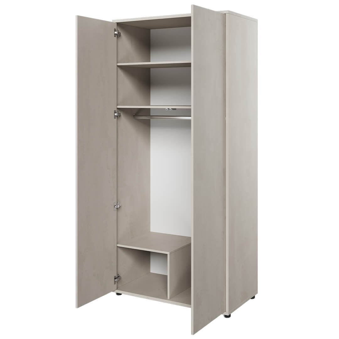 Armoire en bois clair à 2 portes, pour enfants et adolescents, Teen Flex TF01, l101xL55xH218 cm