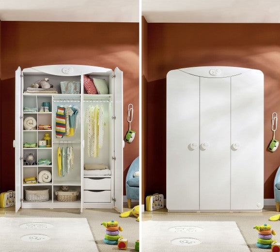 Armoire palette 3 portes, pour bébé Baby Cotton Blanc