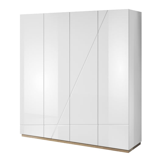 Armoire en érable à 4 portes Futura 11 Blanc / Chêne, Riviera, L200xL60xH216 cm
