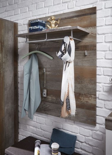 Cintre en aggloméré et MDF avec étagère Krone Driftwood, l90xA30xH116 cm