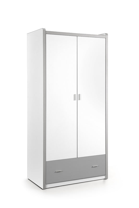 PAL et armoire en métal avec 2 portes et 1 tiroir, pour les enfants blancs blanc / gris, L96.5xa60xh202 cm