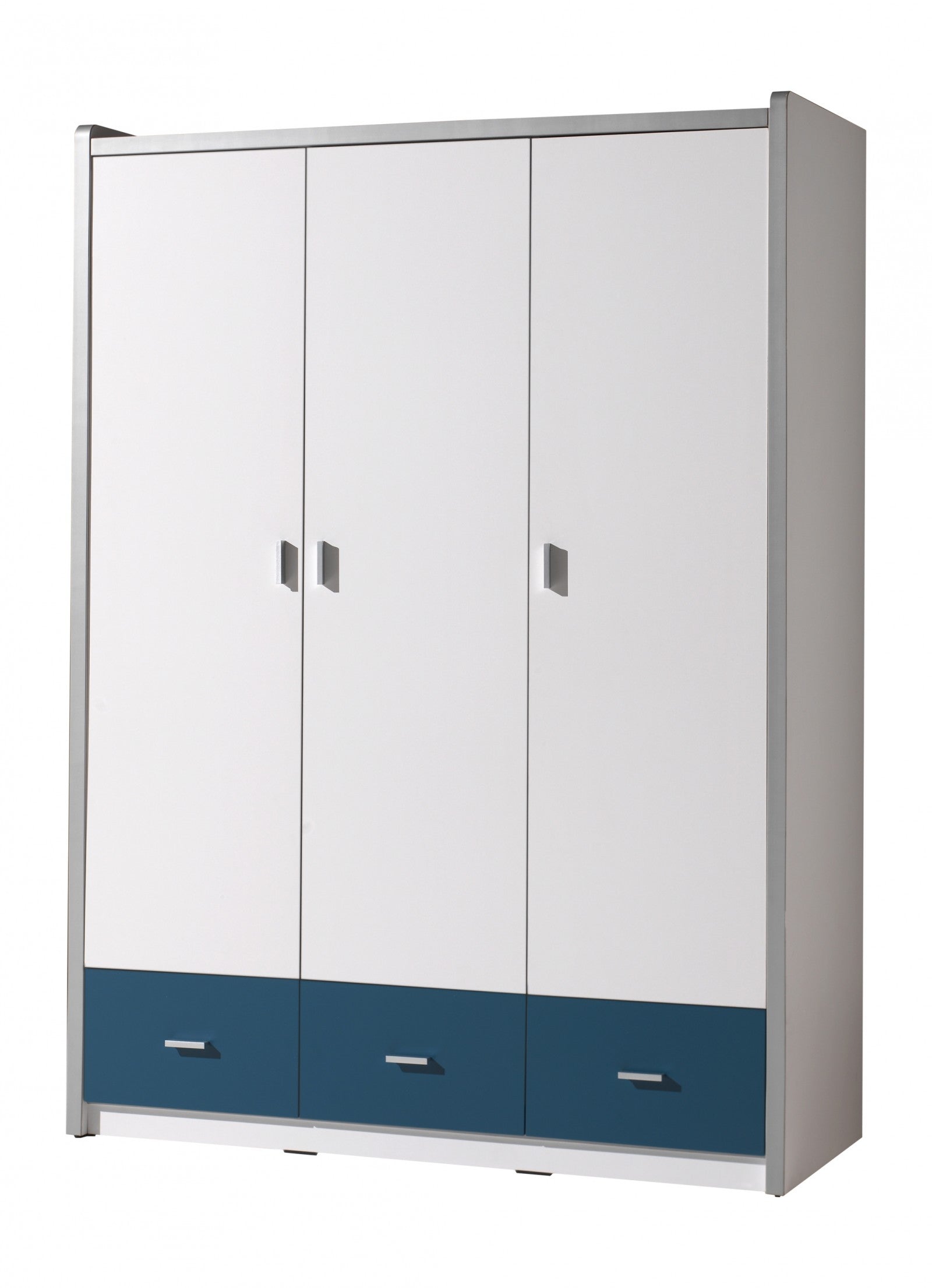 Cabinet PAL et métal avec 3 portes et 3 tiroirs, pour les enfants Bonny White / Blue, L140.5XA59XH202 CM