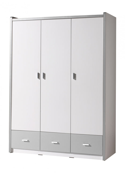 PAL et armoire en métal avec 3 portes et 3 tiroirs, pour les enfants Bonny blanc / gris, L140.5xa59xh202 cm