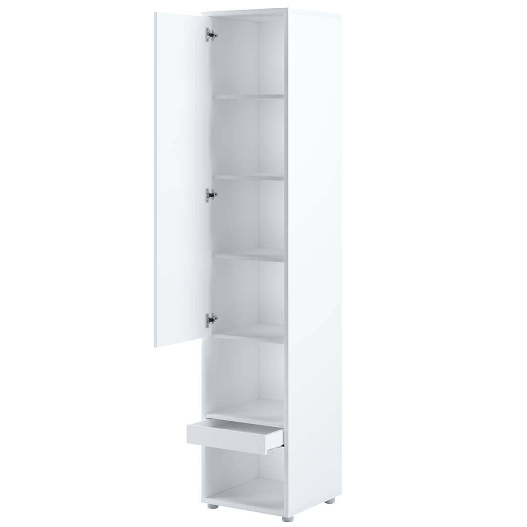 Armoire haute avec 1 porte et 1 tiroir, BC07, Blanc Brillant, L45xl46xH217 cm