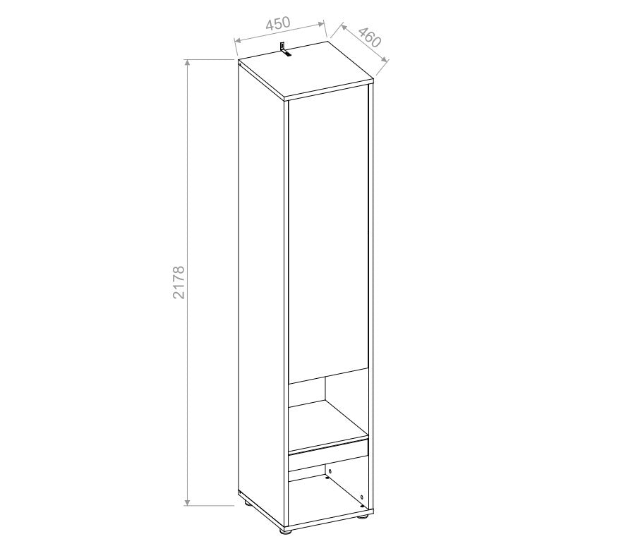 Lit Escamotable au mur, avec mécanisme pneumatique, cadre de lit et 2 armoires BC07, Bed Concept Vertical, Blanc Mat
