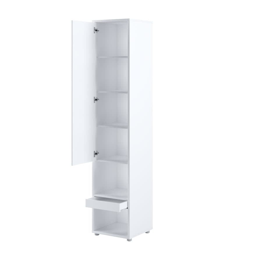 Armoire haute avec 1 porte et 1 tiroir, BC07, Blanc Mat, L45xW46xH217.8 cm