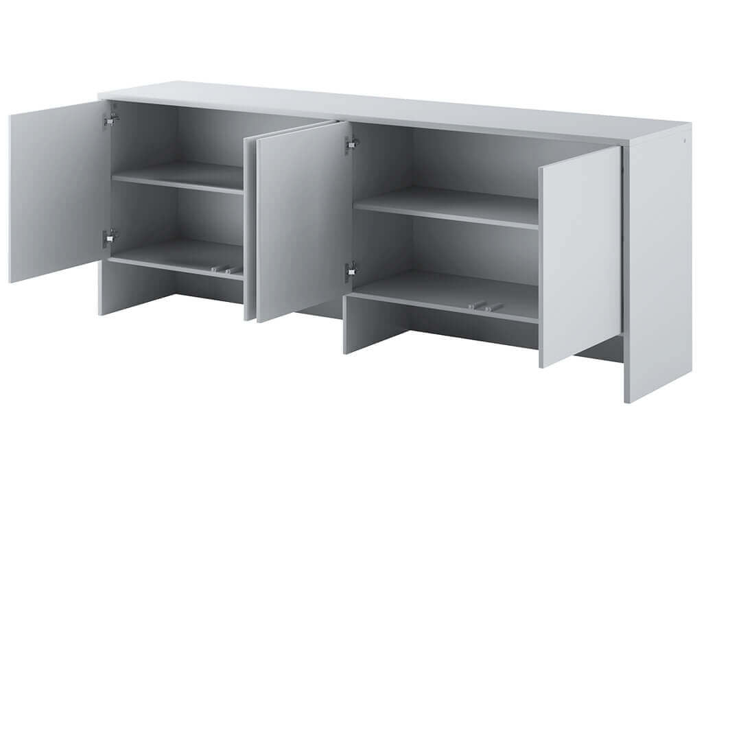 Armoire suspendue à 4 portes, en bois, BC10 Medium Horizontal, Gris Mat, L211xW46xH80 cm