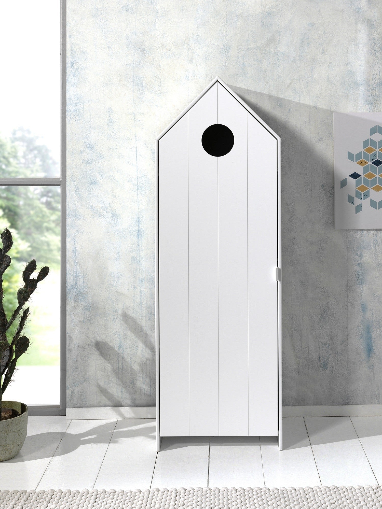 Armoire de type boîte MDF, avec 1 porte pour enfants Casami White, L57.6xa37xh171.3 cm