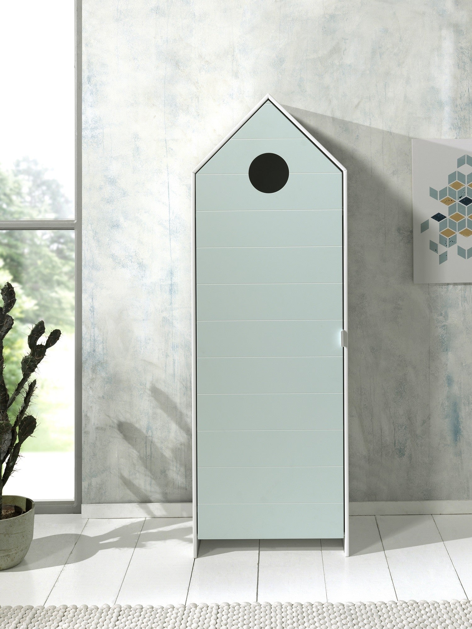 Armoire de type boîte MDF, avec 1 porte pour les enfants verts / blancs Casami, L57.6xa37xh171.3 cm