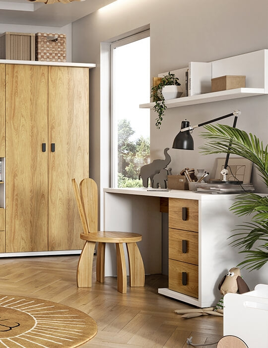 Étagère suspendue en bois, pour enfants et adolescents, Simi 07, Blanc, L120xl22xH30 cm